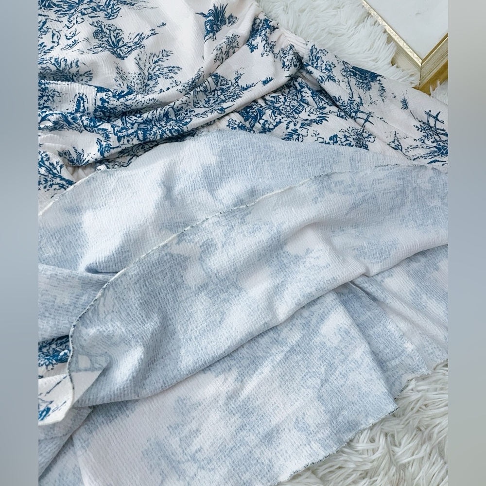 Blue and White toile de jouy Strapless Dress - Picture 7 of 11